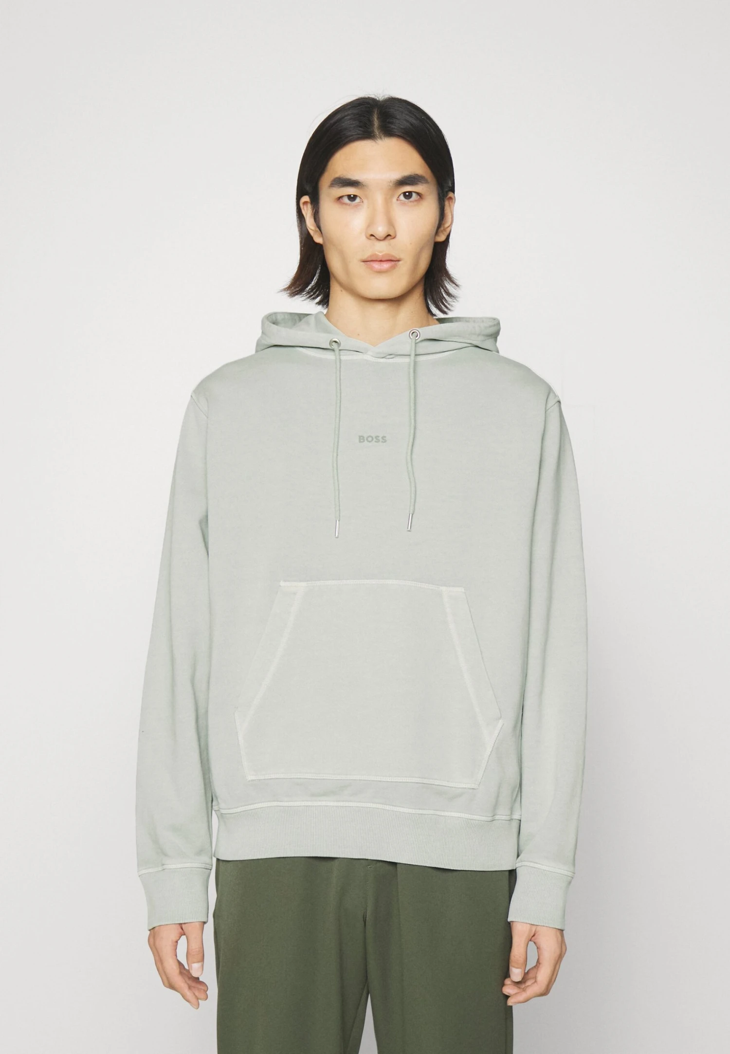 Boss Small Centred Logo Hoody - Hoodie - Light Pastel Grey 1 Boss Small Centred Logo Hoody - Hoodie - Light Pastel Grey