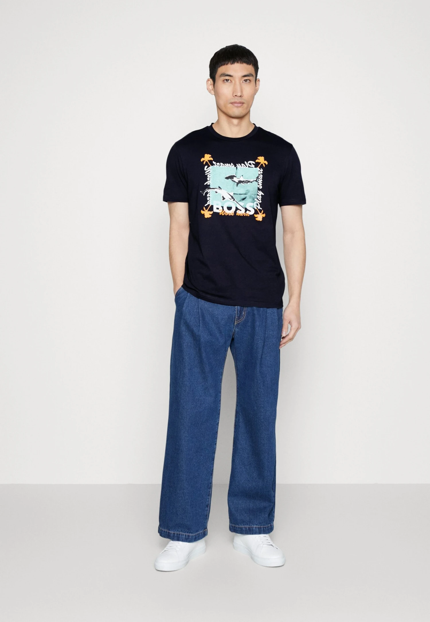 Boss Tee Shark - T-Shirt Print - Dark Blue 2 Boss Tee Shark - T-Shirt Print - Dark Blue - Afbeelding 2