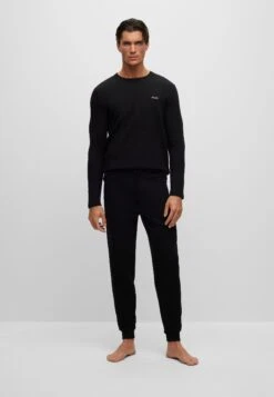 Boss Waffle Ls - Pyjamashirt - Black Two -Boss 880e86607ee4473fabd1fa1ec8804c4e